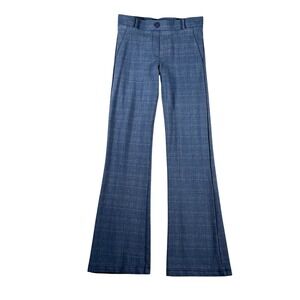 Betabrand Dress Pant Pants Flare Leg Yoga Blue Crosshatch Small Regular Stretch